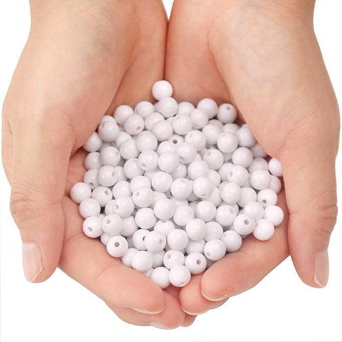 bonny boxx 60pcs 16mm smooth white acrylic round beads, plastic resin bubblegum balls chunky gumball beads for necklace and bracelet making, crafting supplies