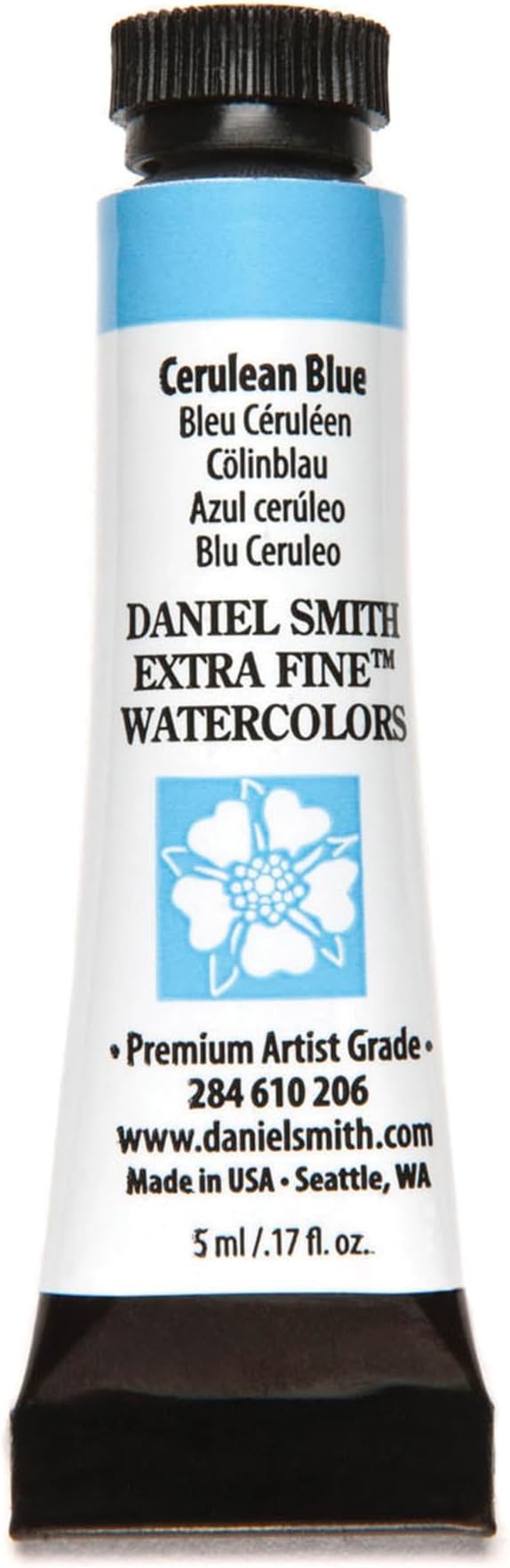 Daniel Smith Extra Fine Watercolor Paint, 5ml Tube, Cerulean Blue, 284610206, 1.7 Fl Oz (Pack of 1)