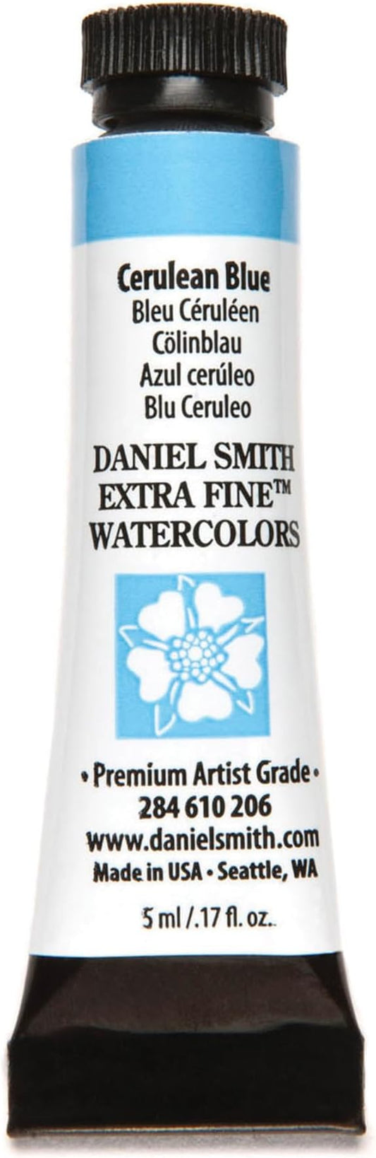 Daniel Smith Extra Fine Watercolor Paint, 5ml Tube, Cerulean Blue, 284610206, 1.7 Fl Oz (Pack of 1)