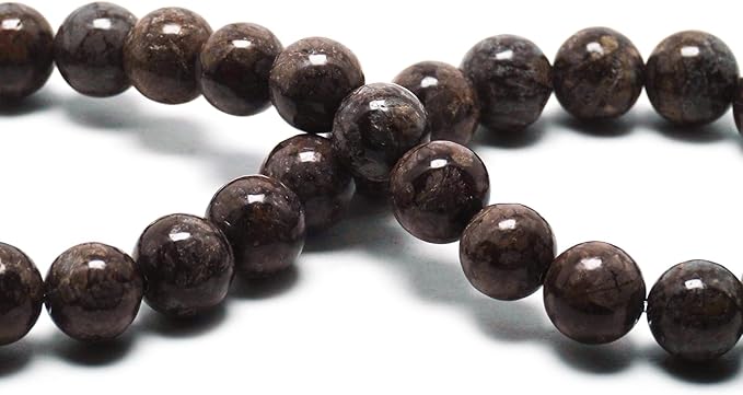 Natural Stone Round Jasper Beads for Jewelry Making - Crystal Bracelet Beads, 10mm (34-37pcs, Brown Snowflake)