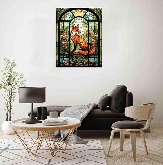 fox cross stitch kits for adults beginner,flower counted cross stitch kits printed stitching cute patterns dimensions needlepoint art crafts embroidery kits for adults beginners (15.7x11.8 inch)