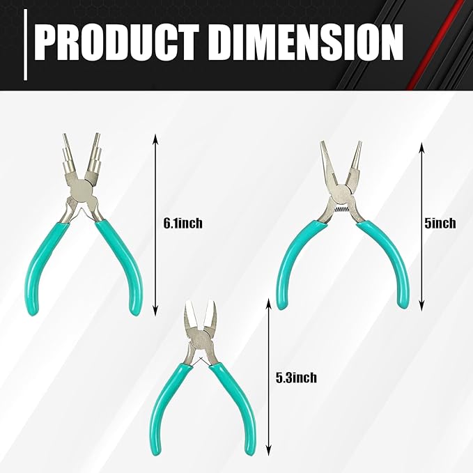C&T 3-Piece Jewelry Pliers Set, Jewelry Making Tools Kit, Micro Jewelry Plier, Jewelry Making Supplies, Pliers set for jewellery making bead winding and shaping wire DIY Crafts