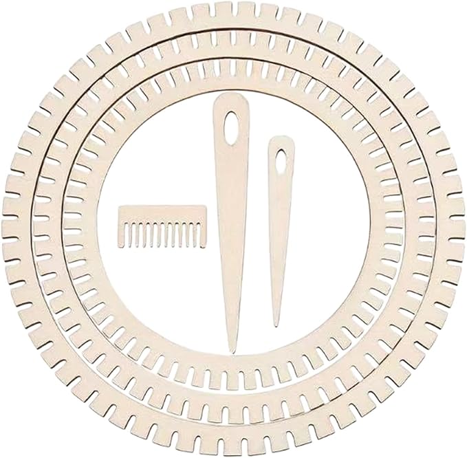 Wood Knitting Loom Kit DIY Weaving Art Easy to Use Weaving Tools Weaving Supplies for Scarf Knitted Crafts Craft Enthusiasts, Round 6pcs Set