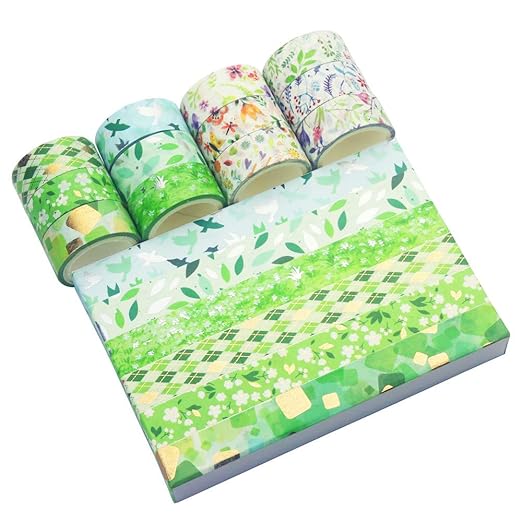 YUBBAEX Poetic Gold Washi Tape Set VSCO Floral Silver Foil Masking Tape Decorative for Arts, DIY Crafts, Journal Supplies, Planners, Scrapbook, Card/Gift Wrapping -15mm- (Willow 12 Rolls)