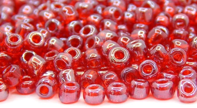 Perlin Glass Seed Beads 4mm 6/0 Round 1100pcs Mini Small Pony Spacer Beads Kit for Jewelry Making Earrings Bracelets Pendants Waist DIY Handmade (Red Shinny)