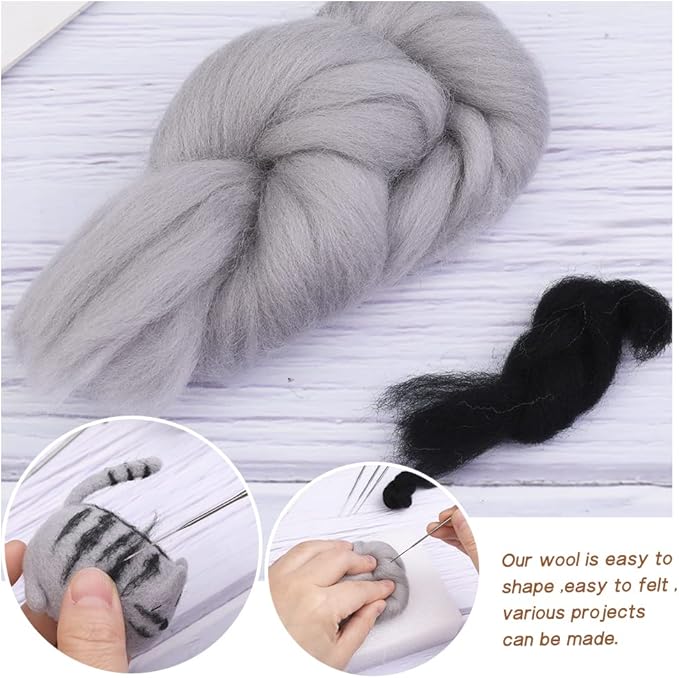 QMNNMA Felting Kit for Beginner, Animals Needle Felting Set, DIY Wool Felt Materials Set with Felting Tool and Instruction for Needle Felting Craft Project and DIY Handmade