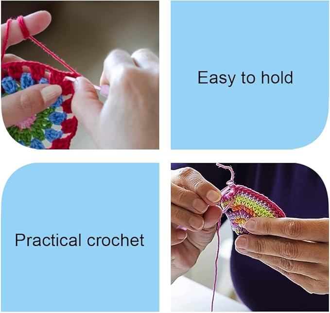Crochet Hooks Kit High Quality Aluminum Large-Eye Blunt Needles Ergonomic Handle Crochet Hooks Needles for Arthritic Hands 8 Pcs