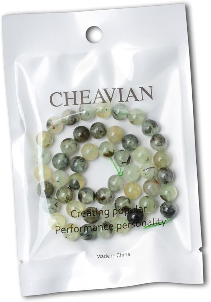 cheavian 45pcs 8mm natural prehnite gemstone smooth surface round loose beads for jewelry making 1 string 15 inches
