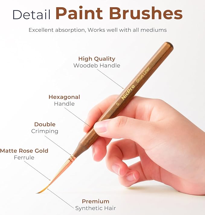 Nicpro 15 PCS Extreme Miniature Paint Brushes, Fine Tip Micro Model Detail Paint Brush Set with Container for Acrylic, Watercolor, Oil, Paint by Numbers, Craft, Models, Miniatures