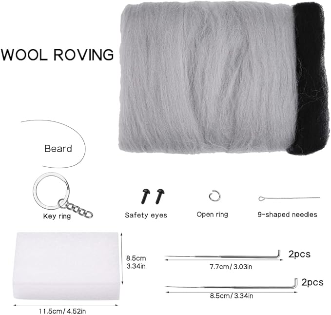 QMNNMA Felting Kit for Beginner, Animals Needle Felting Set, DIY Wool Felt Materials Set with Felting Tool and Instruction for Needle Felting Craft Project and DIY Handmade