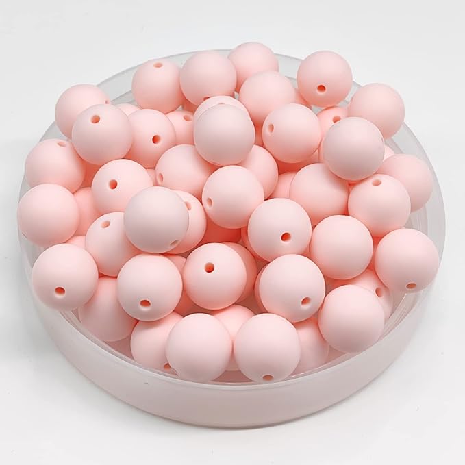60Pcs 15mm Round Rubber Silicone Bead Bulk Loose Beads Gorgeous Making Kit for Keychain Tassels Necklace Bracelet Jewelry DIY Crafts Making