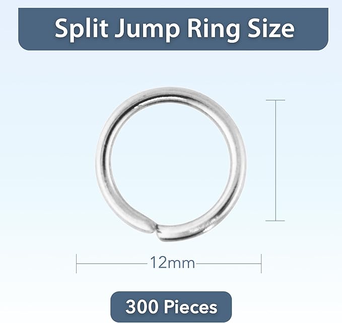 Mandala Crafts Assorted Silver Color Jump Rings Jewelry Findings Metal O Rings for Jewelry Making Supplies - 300 12mm Small Open Jump Rings Kit for Necklace Earring