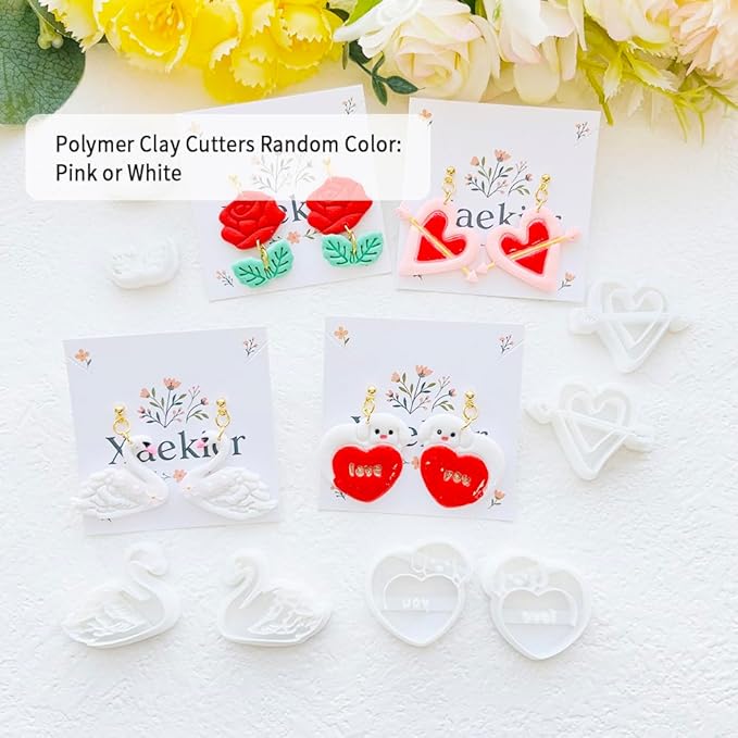 Valentine’s Day Polymer Clay Cutters Set – Romantic Polymer Clay Molds, Clay Cutters, Clay Earring Cutters, Clay Tools