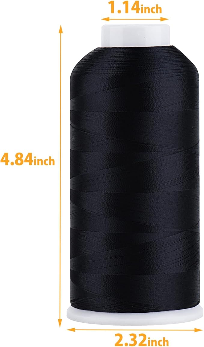 Simthread Rayon Embroidery Thread 5500 Yards Huge Spool, 40wt 100% Rayon Viscose for Commercial and Domestic Machines - Black 1000