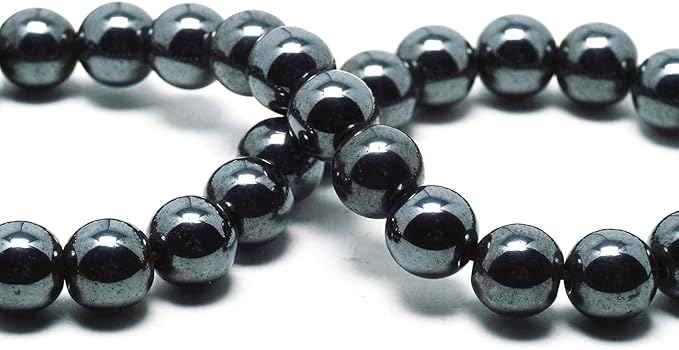 Natural Black Hematite Beads for Jewelry Making - Silver Stone Beads Gemstone Beads for Bracelets, 6mm Crystal Beads Round Loose Beads(59-62pcs, 6mm, Black Hematite)