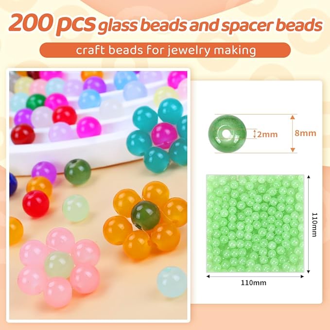 Light Green Glass Beads for Crafts– Bright Color 8mm Crystal Glass Beads for Bracelets, Necklace & DIY Crafts