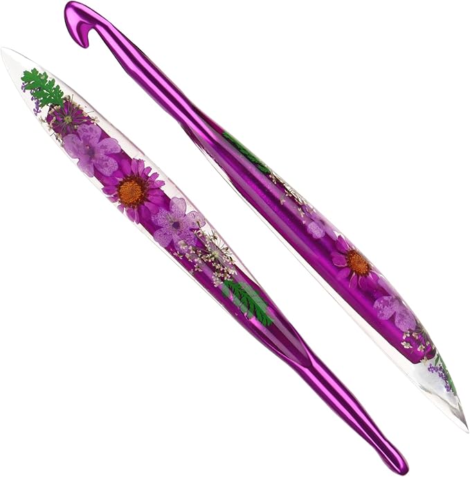 Katech 10mm Crochet Hooks with Floral Pattern-Elegant &Unique Crochet Needles-Longer Smooth Glide Crocheting Hook for Arthritic Hands, Beginners & Professional Ideal Crochet Gift(N)