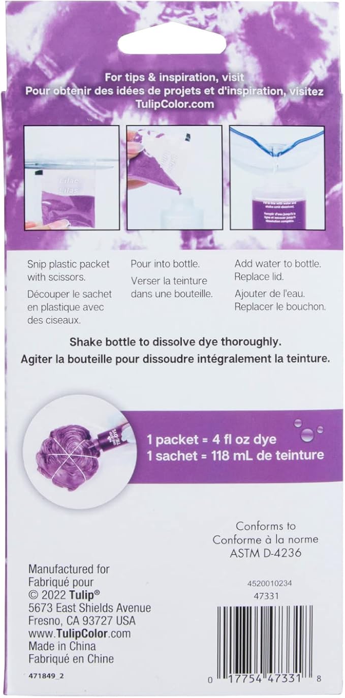 Tulip One-Step Tie-Dye Kit , 3 Fabric Dye Refill Packs, Packs, Lilac