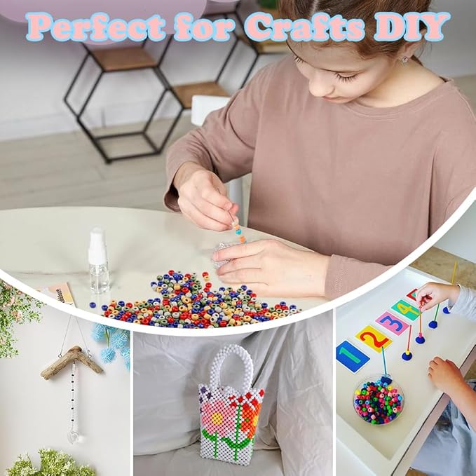 qpixvb 1100pcs pony beads,beads for hair,cute craft bead for bracelets making,small braid bead with holes,colorful jewelry making supplies for adults,9mm