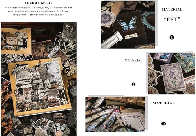 Alideco 100pcs Vintage Scrapbook Supplies Pack for Art Journaling Bullet Junk Journal Planners DIY Paper Stickers Craft Kits Notebook Collage Album Aesthetic Cottageco (bingdaolanbo)