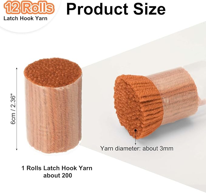PATIKIL 12 Rolls Latch Hook Yarn, Latch Hook Kit Precut Rugs Yarn Making Crochet Bundles for Rug Adults Beginners Tapestry DIY Craft, Brown