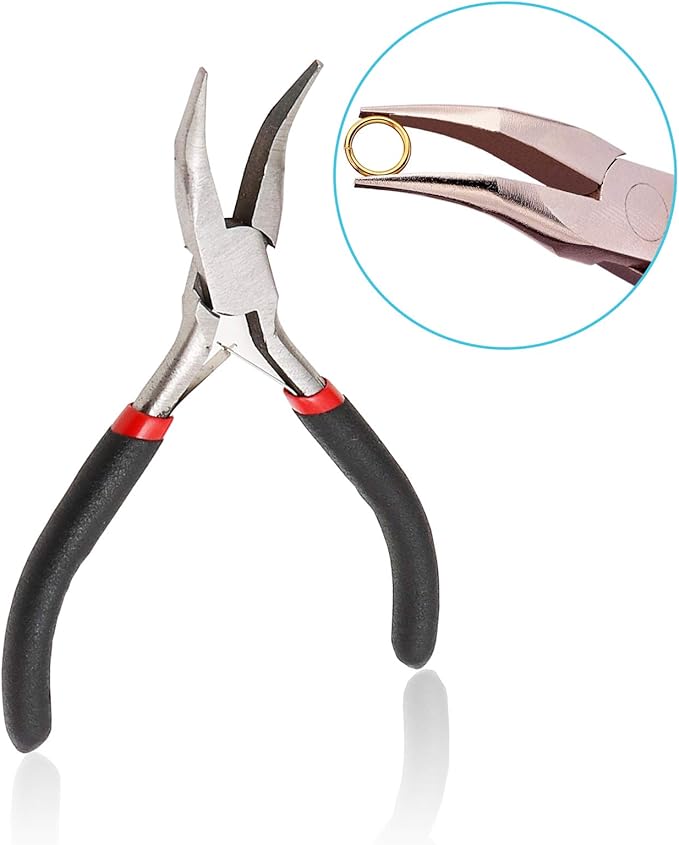 4Pcs Jewelry Pliers Set Jewelry Making Pliers Tools Kit Include Jewelry Making Needle Nose Chain Nose Round Bent Pliers Wire Cutter for Bracelet Beading Craft Jewelry Making Supplies (Black)