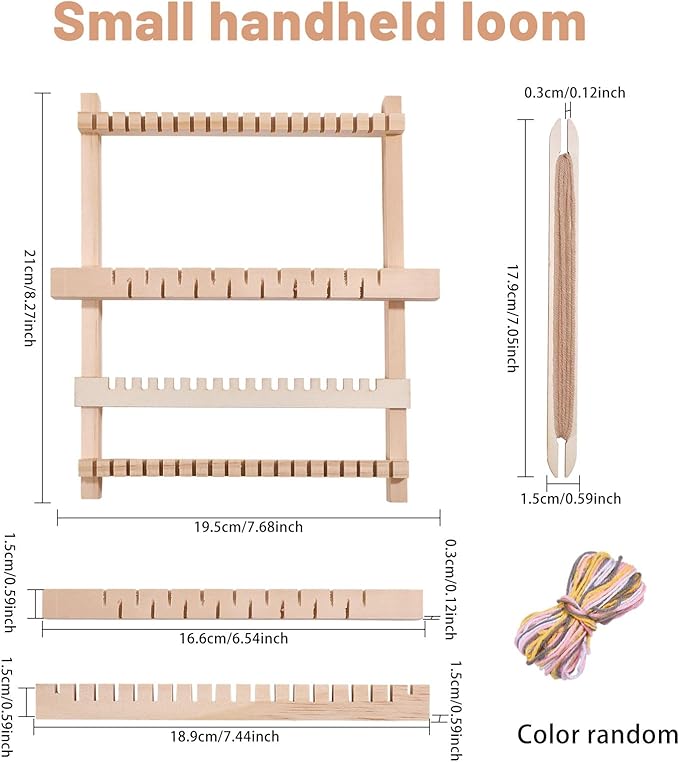 FREEBLOSS 2 Set Weaving Loom Kit Wood Craft Weaving Loom Hand-Knitting Machine for Tapestry Beginners with Yarn 15.55x9.8inch; 8.1x6.3inch