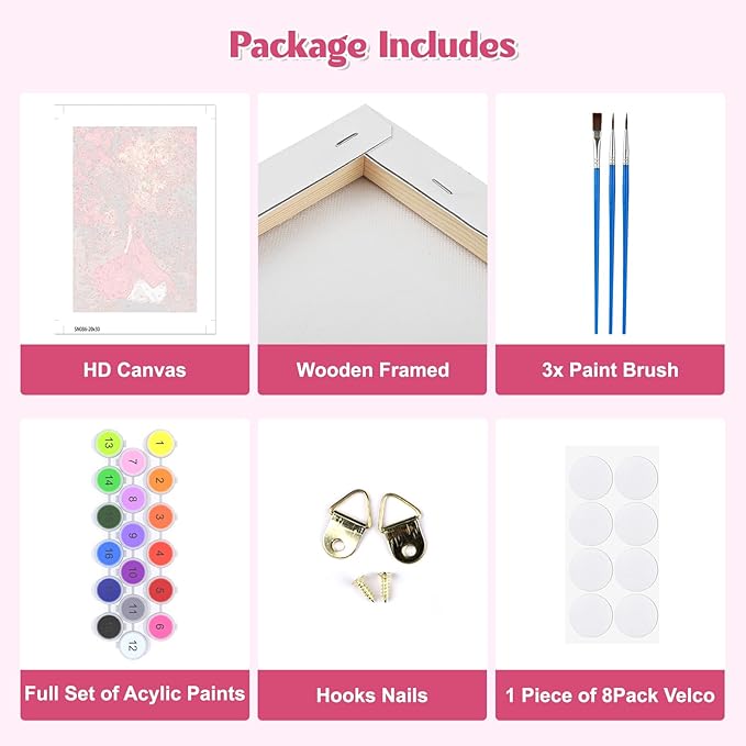 GHHKUD Red Dress Women Paint by Numbers Kits with Frame for Adults Beginners, DIY Landscape Paint by Numbers for Kids, Painting Art on Canvas Gifts Home Wall Decor 20x30cm
