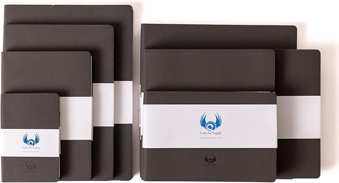 a5 sketchbook, lay flat softcover sketch book for everyone, ideal for ink, water color, pen, pencils, 160 tear resistant pages, size: medium, leda art supply
