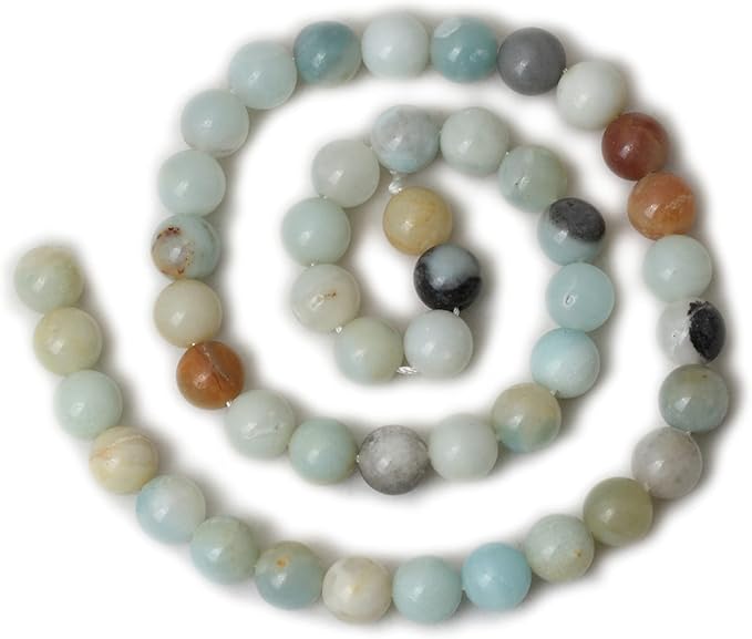 cheavian 45pcs 8mm natural mix color amazonite gemstone round loose beads stone beads for jewelry making diy 1 strand 15"