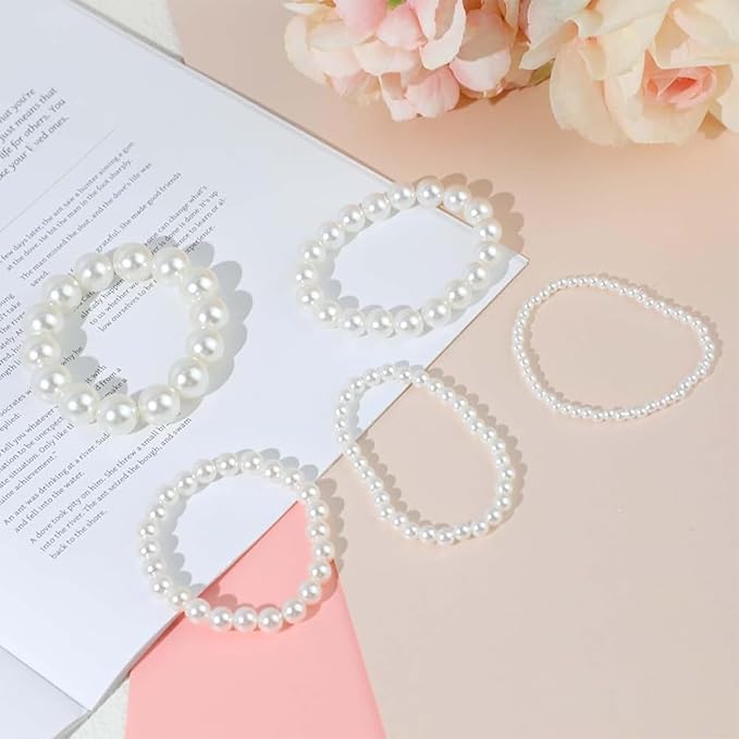 1668 Pcs Pearl Beads for Bracelet Making Kit 5 Sizes Pearl Beads for Jewelry Making Pearls Bracelet Bead Charms Necklace Earrings DIY Craft for Women Adult Pearls Bead for Crafting