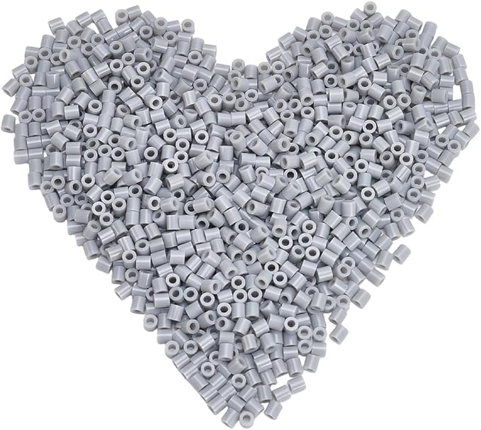 sofpalte 1000pcs grey fuse beads 5mm melting beads with 3mm hole bulk small plastic tube melt compatible hama refills for diy crafts handmade decor holiday christmas birthday gifts adults beginners
