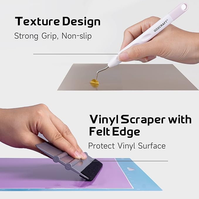 GO2CRAFT All-in-One Accessories Bundle, 90Pcs Ultimate Tools and Accessories with Vinyl, Weeding Tools, Transfer Tape, Crafting Starter Kit