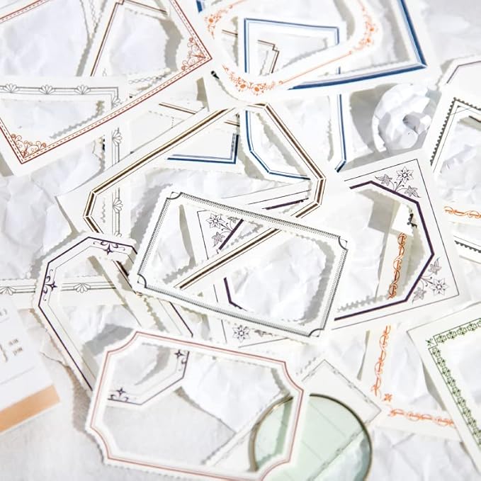 Alideco 400pcs Scrapbook Paper Vintage Simple Border Scrapbooking Paper for Journaling Supplies, Decorative Craft Paper for Junk Journals (fuguxushishi)