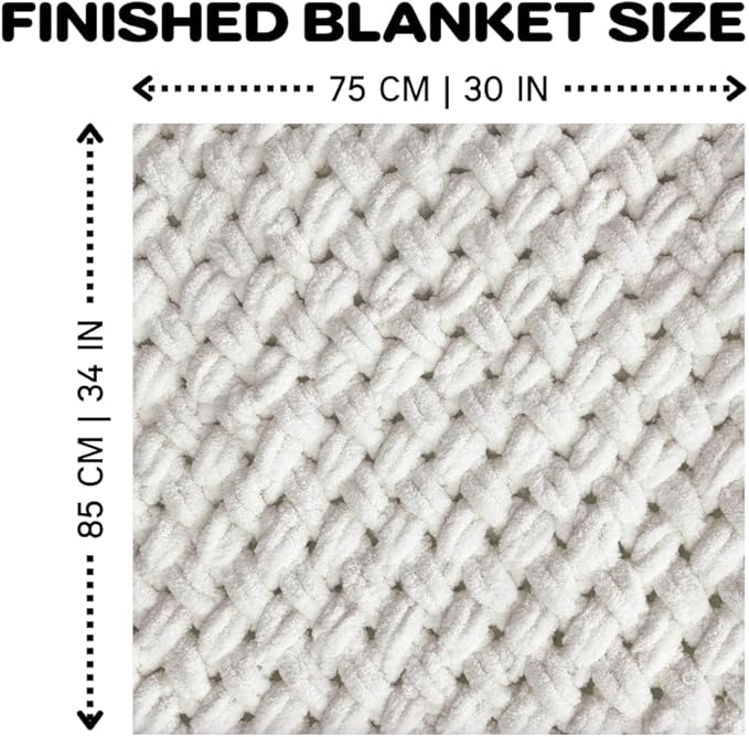 Beginner Craft Kit – Easy Loop Yarn Baby Blanket Kit for Adults & Kids, DIY Arm Knitting Kit with Soft Chenille Yarn, Perfect Handmade Gift (Milky)