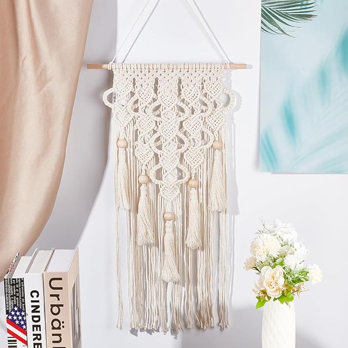 FREEBLOSS DIY Macrame Kit for Adults Beginners Bohemian Macrame Wall Hanging Ornament Creative Boho Macrame Wall Art Macrame Tapestry Gift for Mom Girls