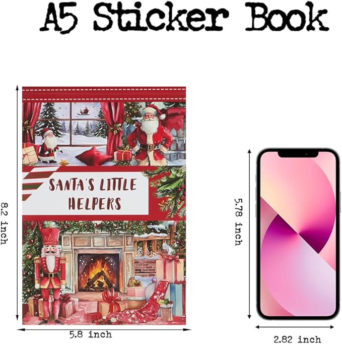 Christmas Santa's Little Helpers Journaling Stickers for Junk Journals Supplies, Pre-Cut Xmas Holiday Sticker Book for Card Making, Planner, Bujo, Scrapbooking, Collage