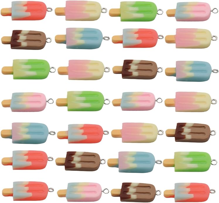 Resin Ice Cream Flower Dice Pendant Charms Colorful DIY Pendant Making Charm for Bracelet Necklace Earrings Keychain Craft