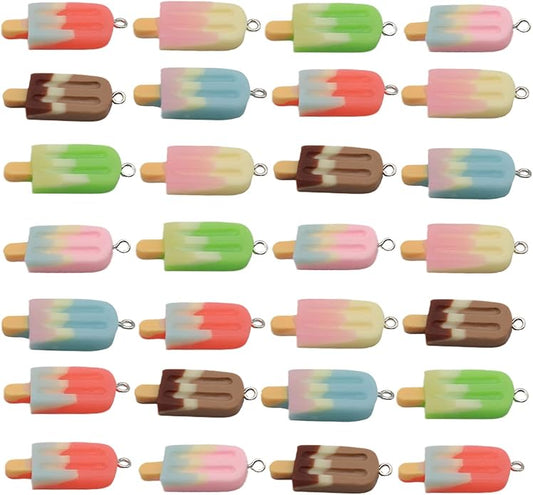 Resin Ice Cream Flower Dice Pendant Charms Colorful DIY Pendant Making Charm for Bracelet Necklace Earrings Keychain Craft