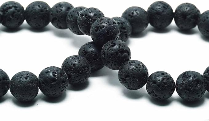 Natural Stone Beads for Jewelry Making - 10mm Gemstone Round Beads for Bracelets(34-37pcs, Lava)