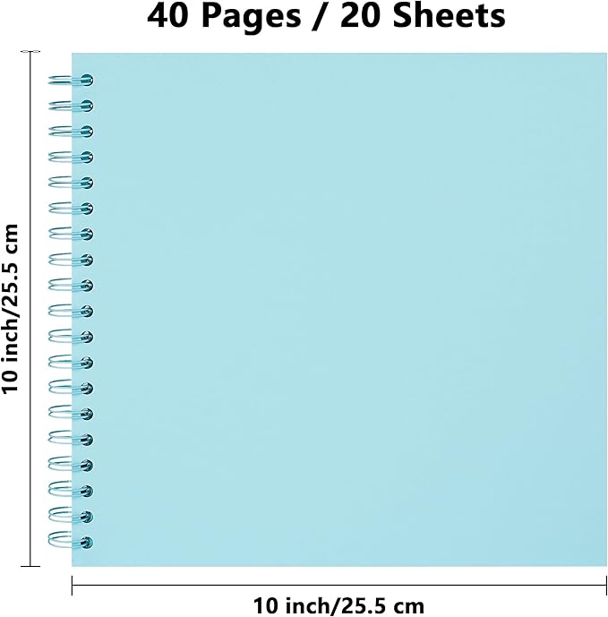 Yopih 10 x 10 Inch DIY Scrapbook Photo Album Hardcover Kraft Blank Page Acid-Free, 40 Pages (20 Sheets) Memory Book for Wedding Anniversaries Family Baby Memories Small Scrapbooking Projects, Blue