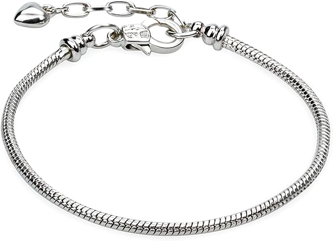 tiggell 5pcs Chain Bracelets Kit Silver Plated Snake Chain with Heart Lobster European Charm Bracelet for Christmas DIY Women Jewelry Findings Bracelet Making