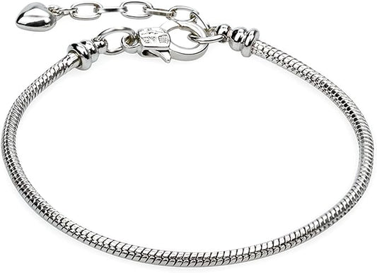 tiggell 5pcs Chain Bracelets Kit Silver Plated Snake Chain with Heart Lobster European Charm Bracelet for Christmas DIY Women Jewelry Findings Bracelet Making