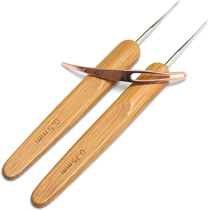 Jozlynn 3 pcs Dreadlock Crochet Hook Tools, 2 pcs Crochet Needles Dreadlock Crochet and 1pcs Hair Locking Braid Hair Dreadlocks Needle Wearing Crochet for Braid Craft