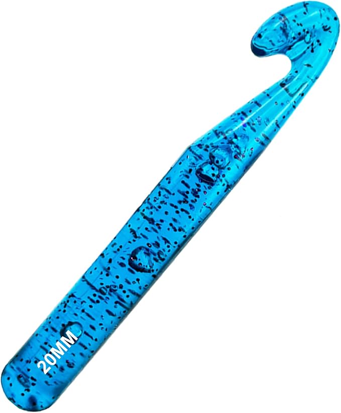 Hobekoee 20mm Large Crochet Hook for Chunky Yarn,Ergonomic Crochet Needles for Arthritic Hands,Plastic Crystal Smooth Crochet Hooks for Handmade DIY Crocheting