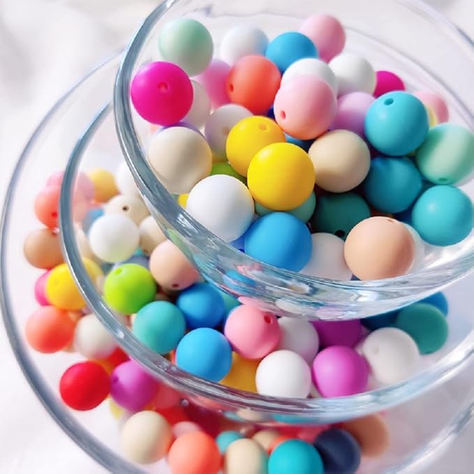 70Pcs 12mm Round Rubber Silicone Bead Bulk Loose Beads Gorgeous Making Kit for Keychain Tassels Necklace Bracelet Jewelry DIY Crafts Making