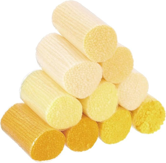 Patikil 10 Rolls Latch Hook Kit, Precut Rugs Yarn, Crochet Colorful for Adults Beginners, Yellow Tone