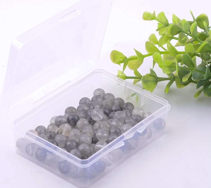 Natural Stone Beads 100pcs Round Genuine Real Stone Beading Loose Gemstones Hole Size 1mm DIY Smooth Bead for Bracelet Necklace Earrings Jewelry Making (Gloud Grey Quartz, 8mm)