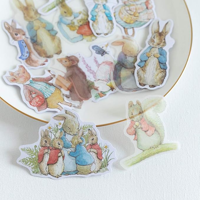 Alideco 80Pcs Vintage Vinyl Scrapbooking Stickers Packs, Rabbit Funny Aesthetic Kawaii Stickers for Adult, for Girls Journaling Assorted Phone Adult