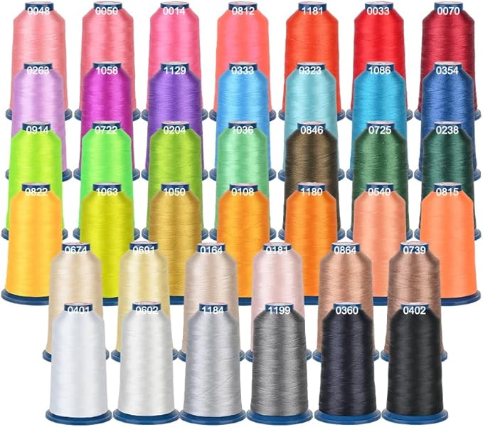 BAi Embroidery Thread Set 40 Brilliant Colors, 40WT (108D/2) High-Tenacity Polyester, 4000M Each Spool Smooth, Fade-Resistant, Professional Thread for Commercial Embroidery Machines